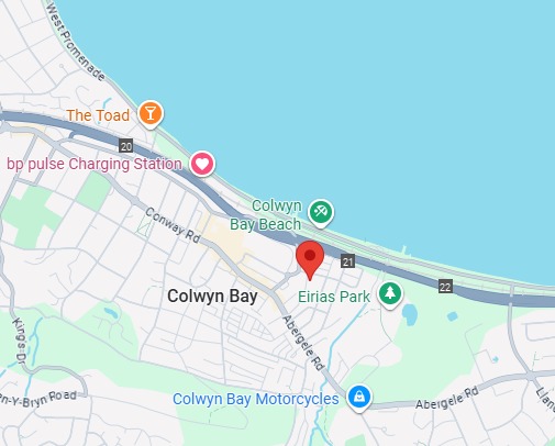 Map of Colwyn Bay and North Wales